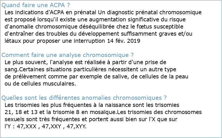 Analyse Chromosomique sur Puce à ADN (ACPA)