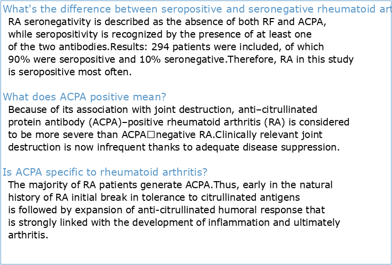ACPA-positive versus ACPA-negative rheumatoid arthritis: two