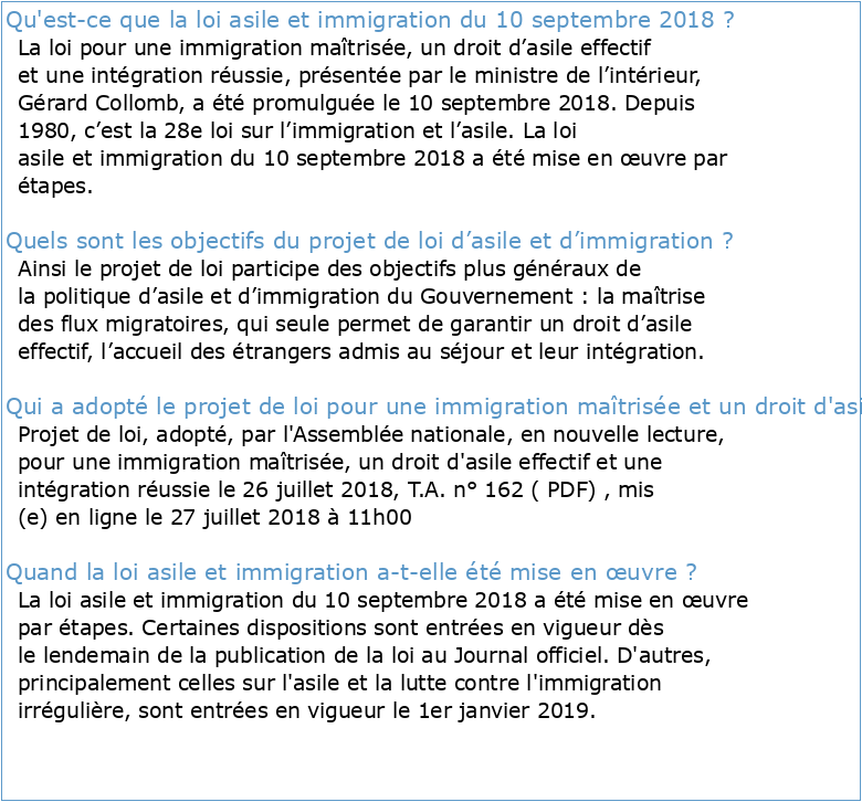 Projet de loi asile et immigration 2018