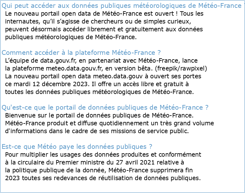 Débuter avec le portail des données publiques de Météo-France