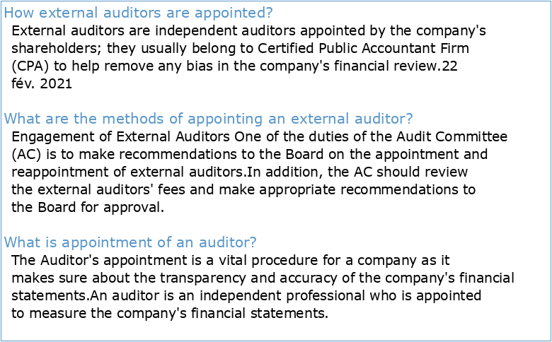 Appointment of the External Auditor