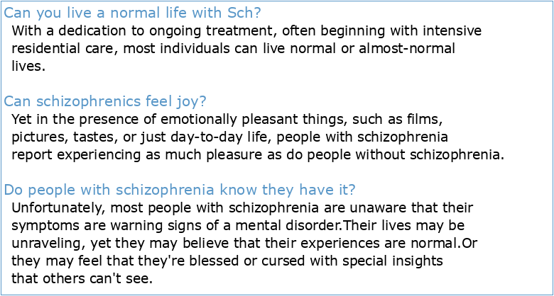 Schizophrenia An information guide