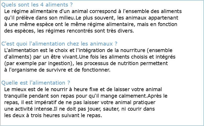 4 DE L'ALIMENTATION DES ANIMAUX