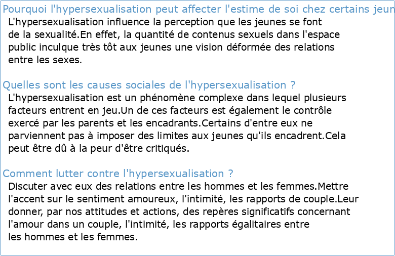 Analyse du discours d'intervention sur l'hypersexualisation au Québec