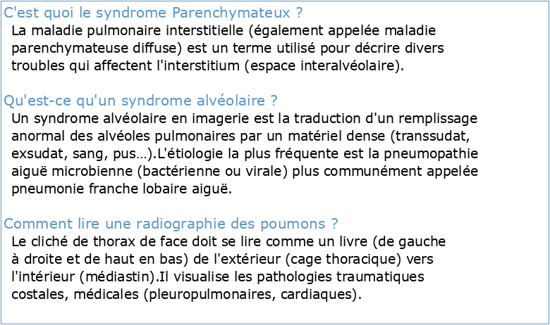 UE12 ED 2 Radiographie thoracique : Les grands syndromes