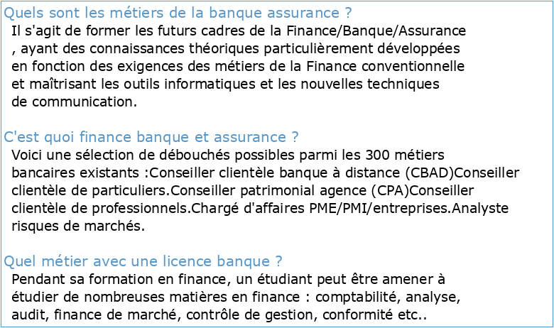 FORMATIONS BANQUE FINANCE ASSURANCE