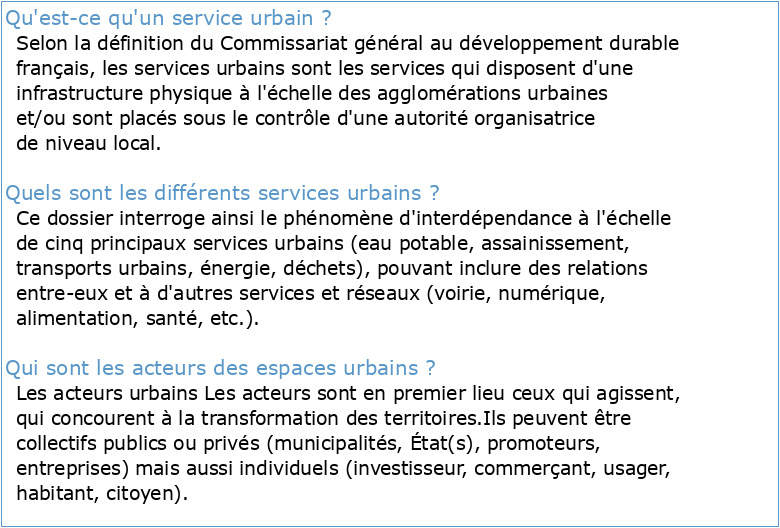 Les services urbains : le défi du partenariat pour le milieu