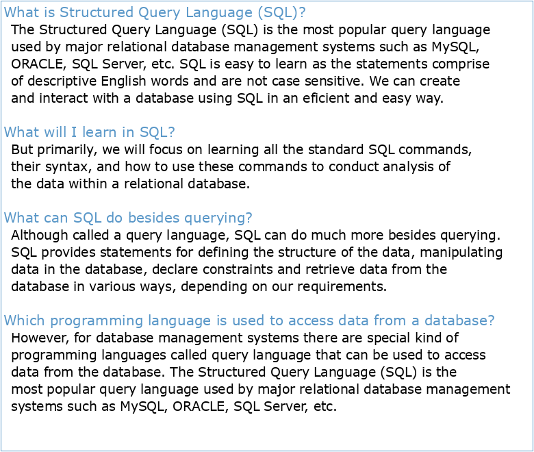 Chapter 6 Introduction to SQL: Structured Query Language Objectives