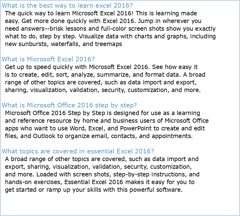 Microsoft Excel 2016 Step-by-Step Guide