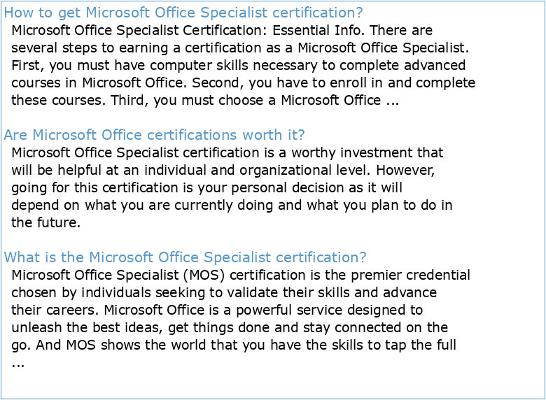 Certification Microsoft Office Specialist (MOS)