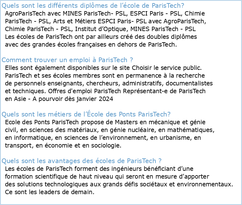 Les voies de recrutement dans les écoles de ParisTech
