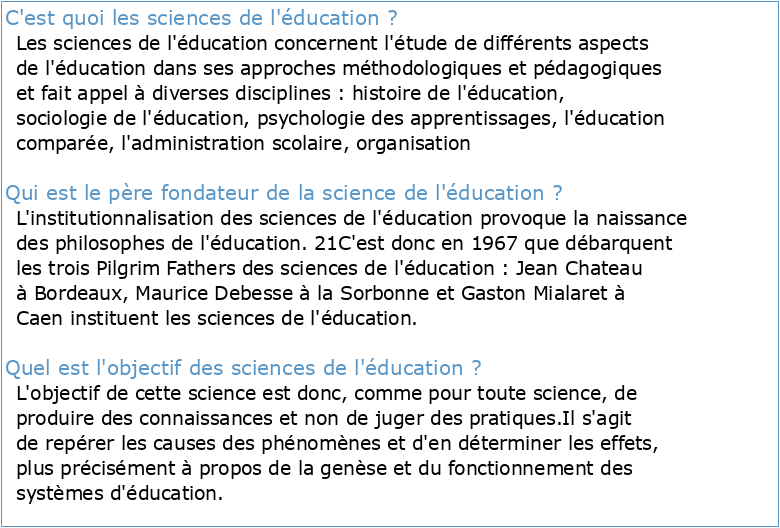 Cours n° 01 Introduction aux sciences de l'éducation