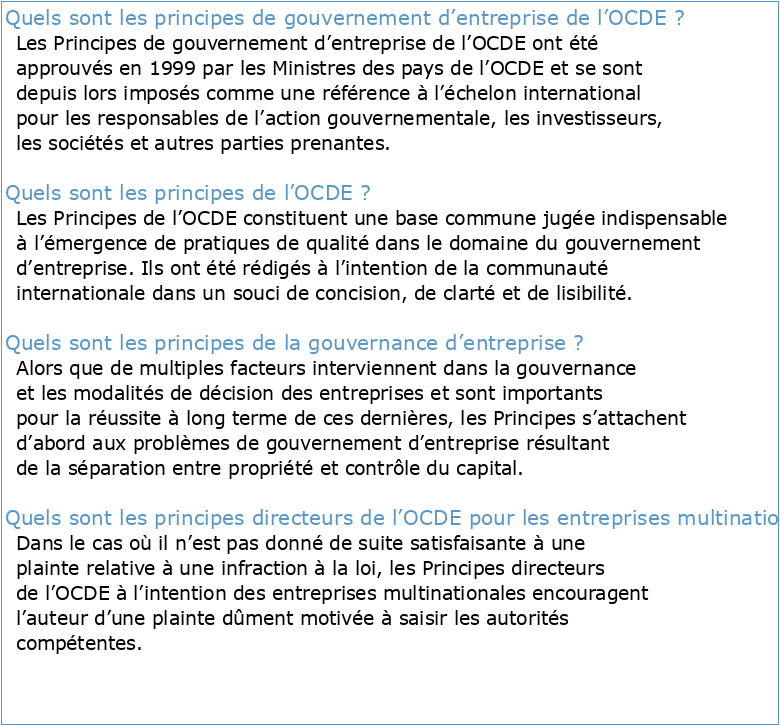 Principes de gouvernement d'entreprise de l'OCDE 8