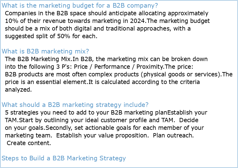 Insights into 2010 B2B Marketing Budgets and Tactics Mix
