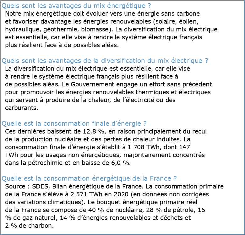 le mix énergétique français et la durabilité de ses technologies de