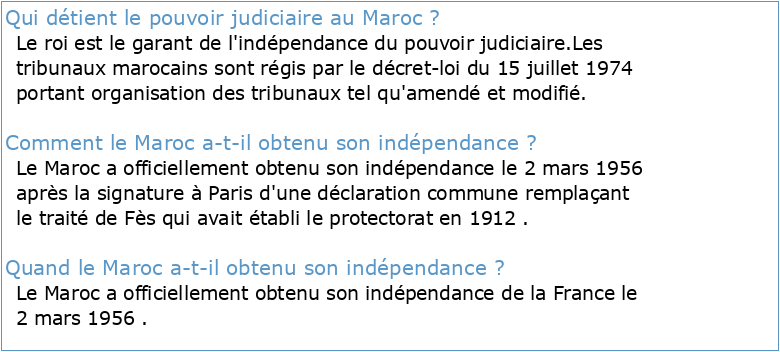L'indépendance du pouvoir judiciaire au Maroc