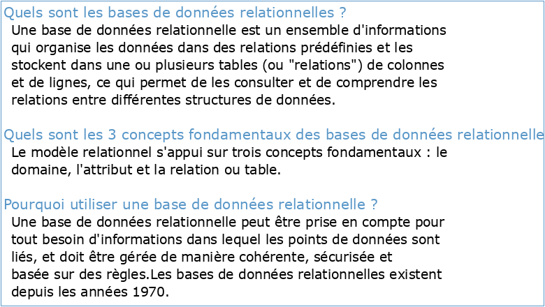 Bases de données relationnelles