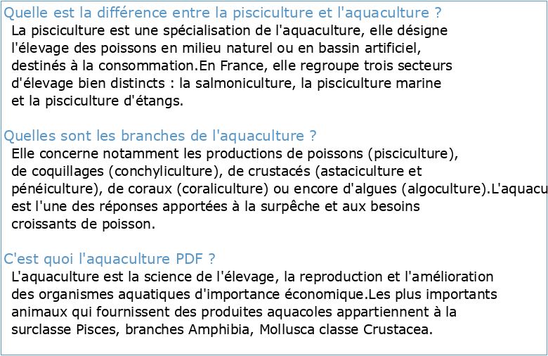 Cours Licence Aquaculture et Pisciculture Matière: Agro