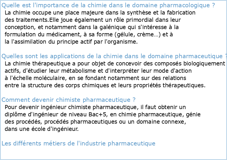 Les chimistes dans : Lindustrie pharmaceutique