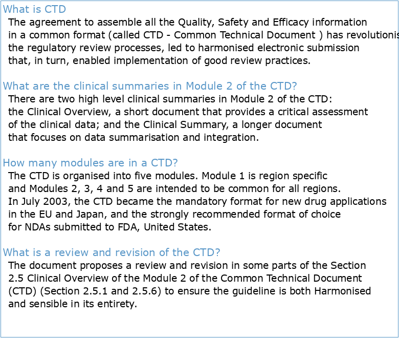 Common technical document (CTD and e-CTD) and module 3 Quality