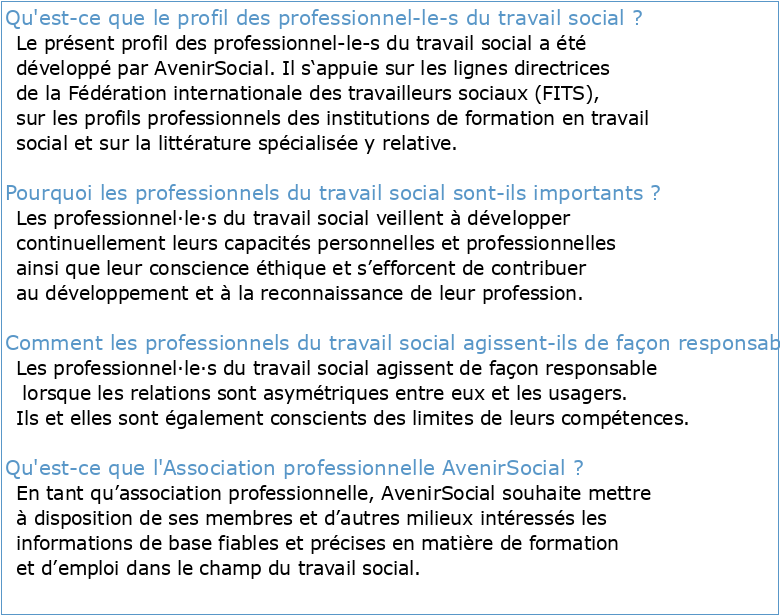 Profil des professionnel-le-s du travail social  AvenirSocial