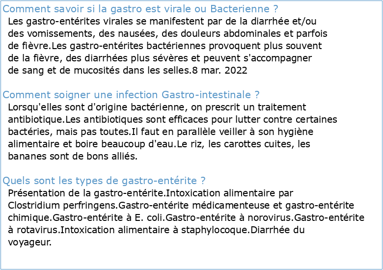 GASTROENTÉRITE D'ORIGINE INFECTIEUSE