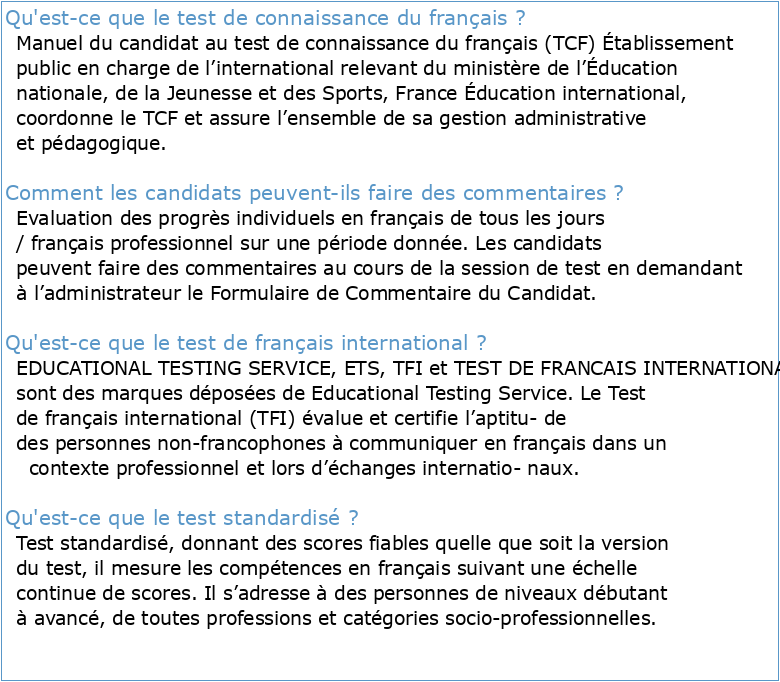 Test de français international Manuel du candidat