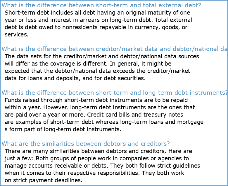 Comparison of creditor and debtor data on short-term external debt