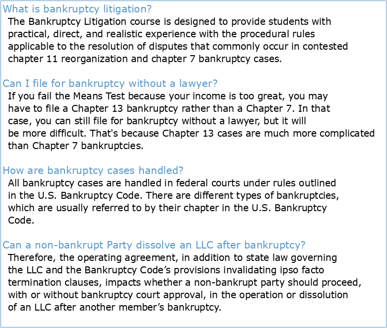 BANKRUPTCY FOR THE NON-BANKRUPTCY LITIGATOR (or How