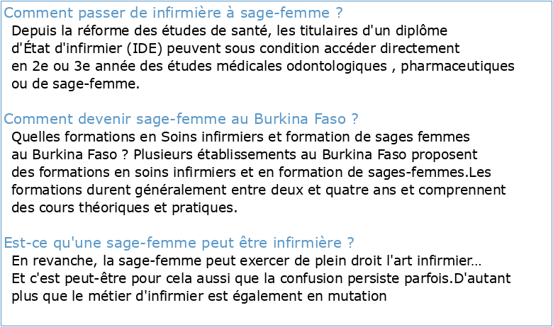 Cas de de la formation infirmière et sage-femme de Ouagadougou
