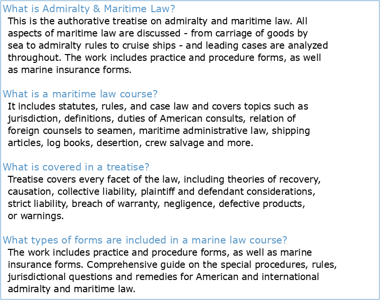 A COMPREHENSIVE TREATISE ON MARITIME LAW FOR STUDENTS AND
