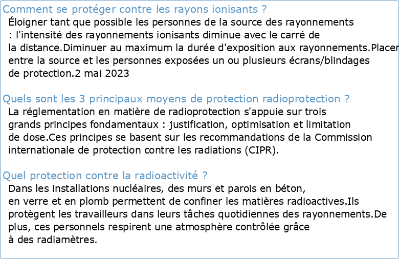 La protection contre les rayonnements ionisants ou radioprotection