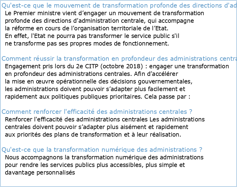 Transformer les administrations centrales