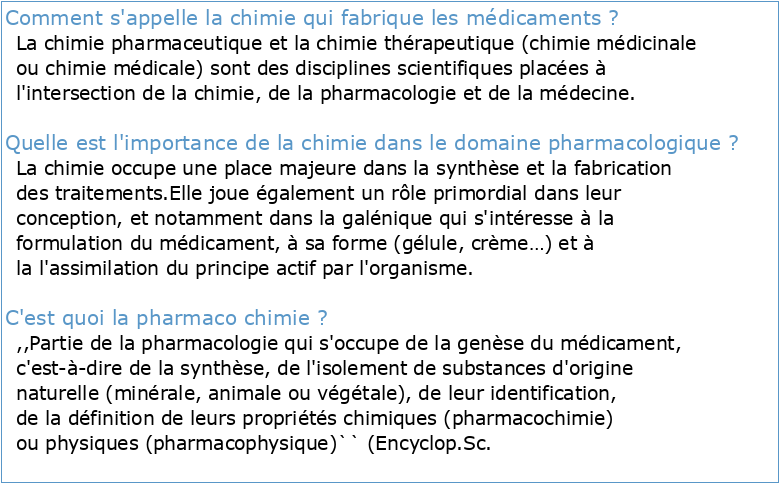 Chimie pour le médicament » de lAcadémie nationale de pharmacie