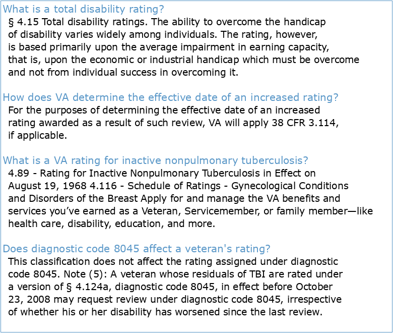 Title 38 Part 4 Schedule for Rating Disabilities