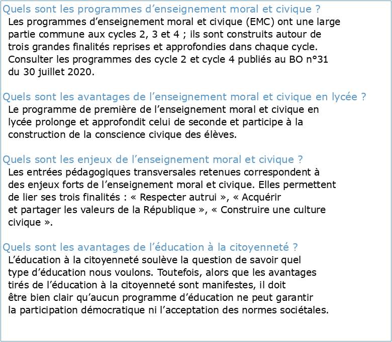 Programme Education Civique