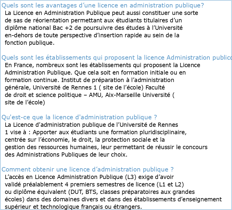 Evaluation de la licence Administration publique (Université