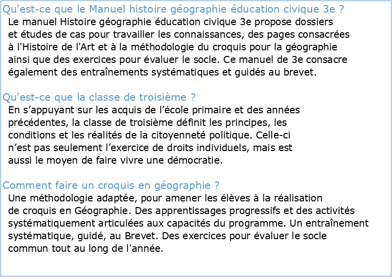 Histoire Geographie Et Education Civique Troisia