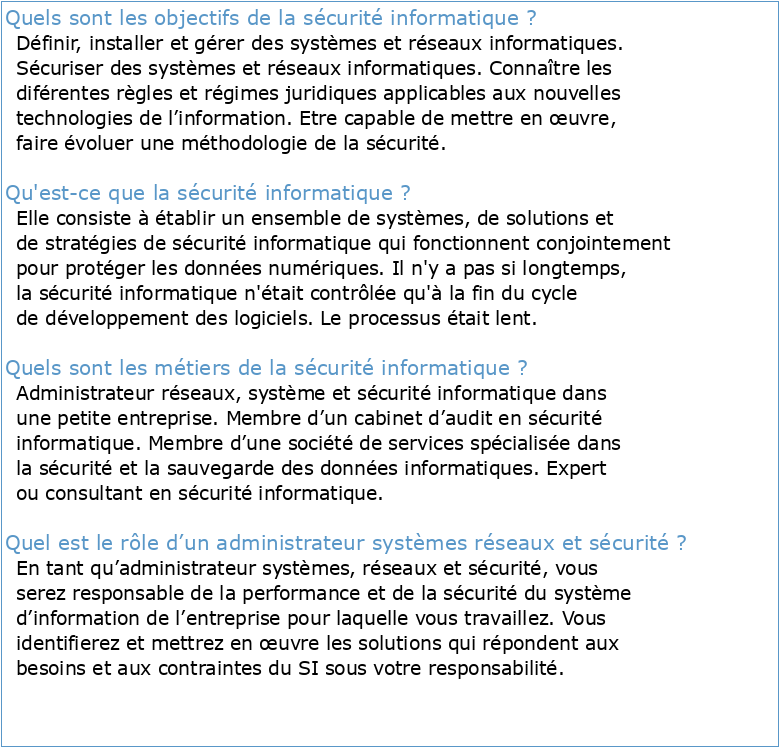 Sécurité et Administration des Systèmes Informatiques