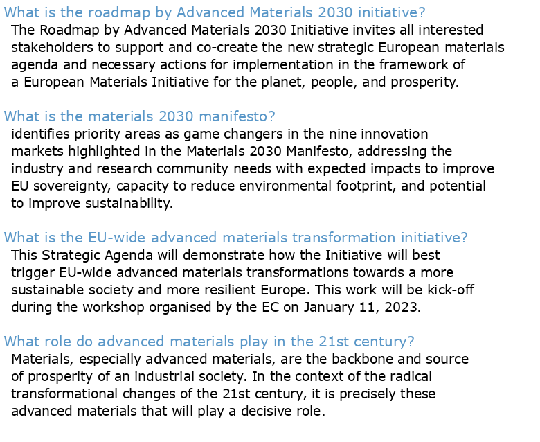 Declaration of the Advanced Materials 2030 Initiative