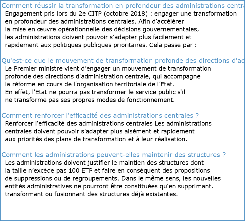Transformer les administrations centrales