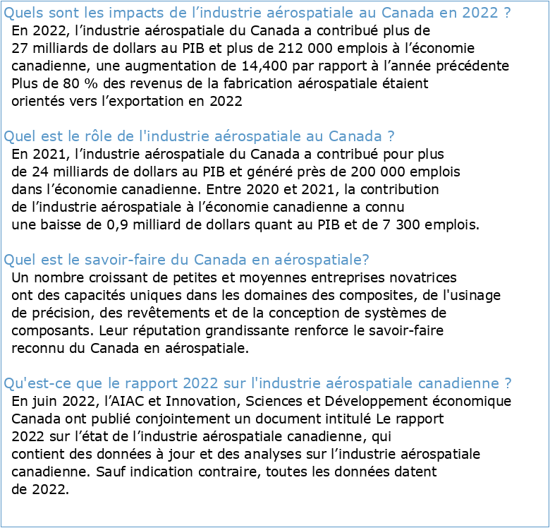 L’état de l’industrie aérospatiale au Canada – Rapport de 2020