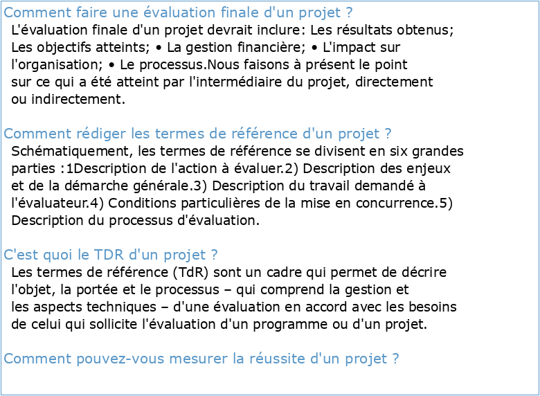 Termes de référence pour l'évaluation finale du projet INCIPALS