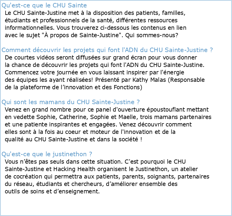 Le projet clinique du CHU Sainte-Justine