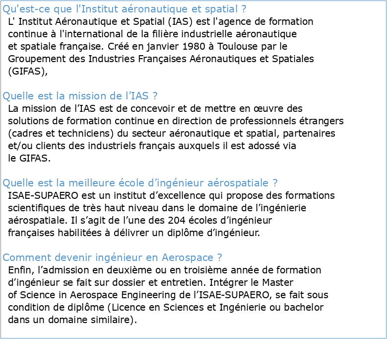 Ingénieur Aéronautique et Spatial (IAS)