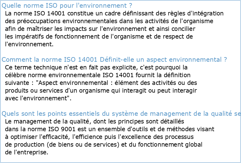 Le management de l'environnement selon la série de normes ISO