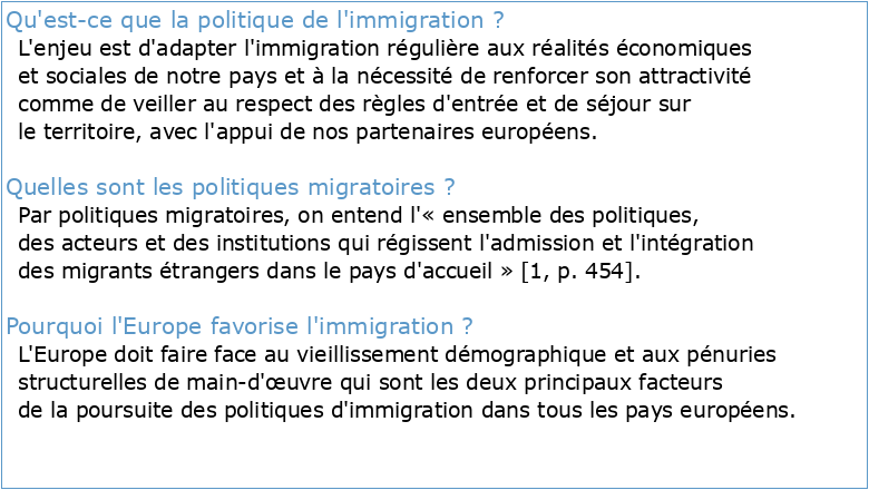 les politiques européennes en matière d'immigration et de