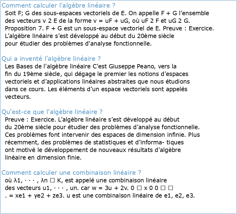Mathématiques Cours d'algèbre linéaire Edition 2008
