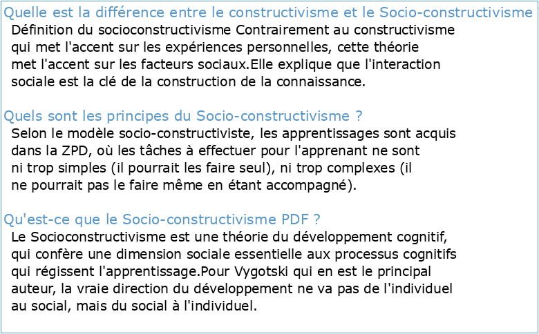 Cours 4 : Constructivisme / Socioconstructivisme