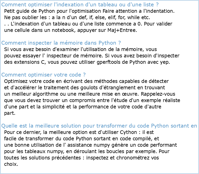 Petit guide de Python pour l'optimisation